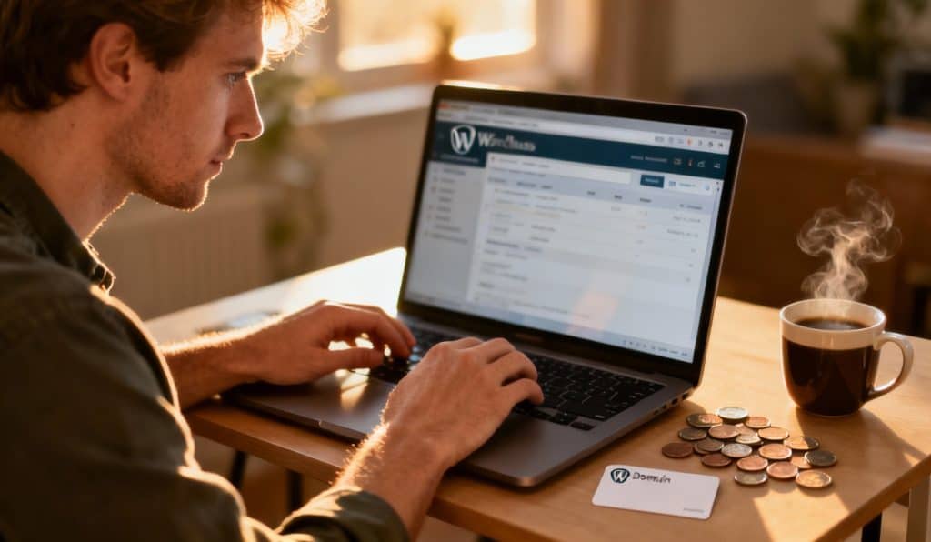 Freelancer concentré sur ordinateur portable