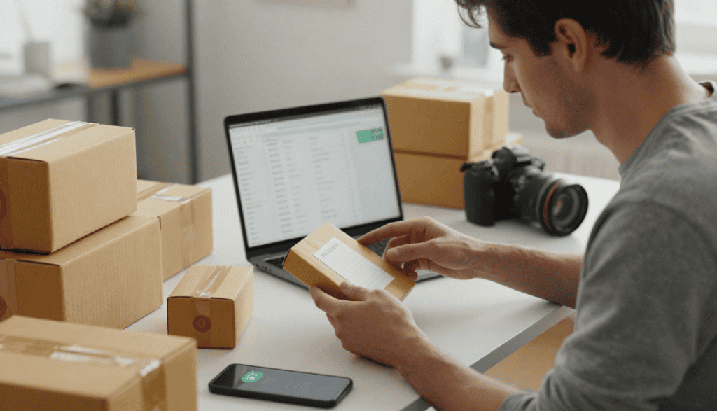 entrepreneur dropshipping en bureau moderne