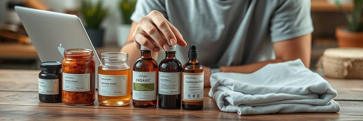 Produits bio variés exposés