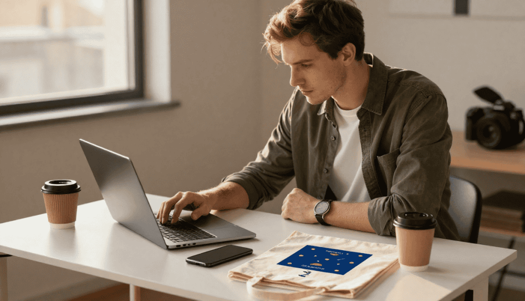 Entrepreneur e-commerce au bureau maison