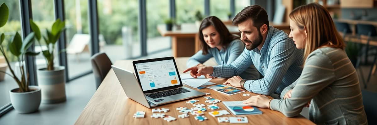 Equipe marketing collaborant