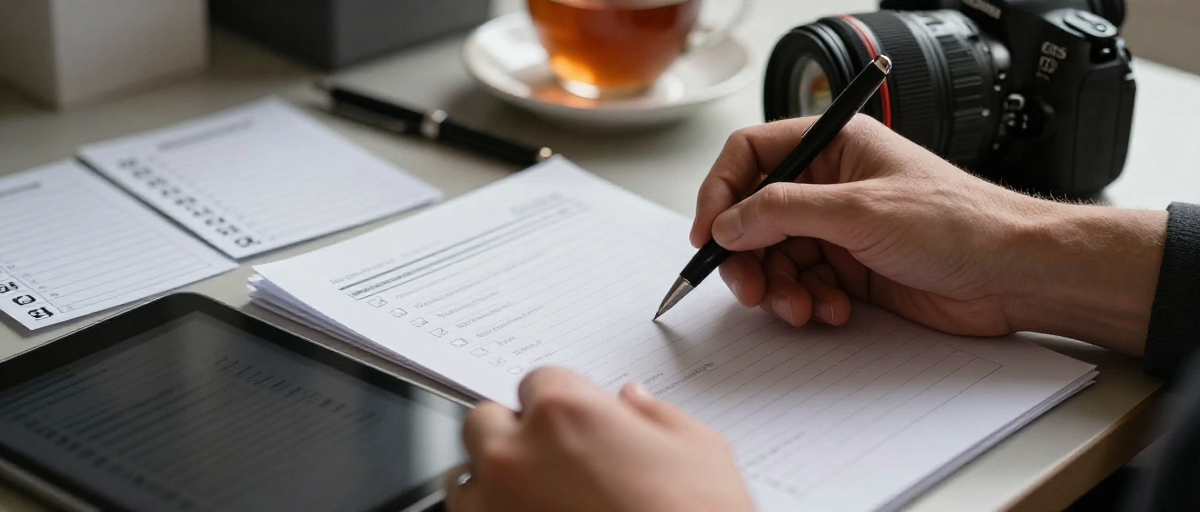 Mains cochant une checklist